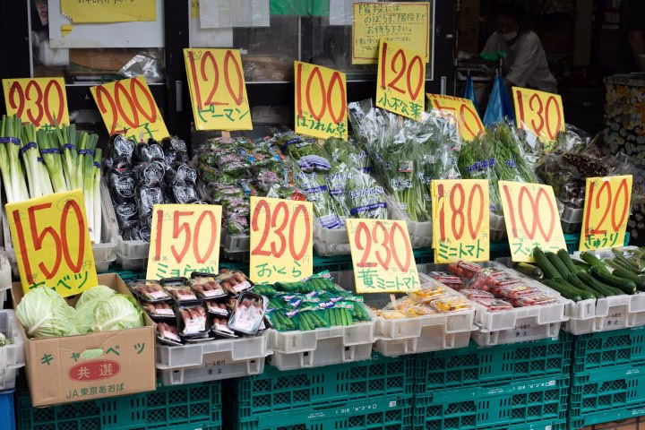 vegetable stand with prices